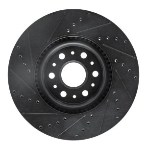 Buick Enclave Brake Rotor (1) - Front Right - R1 Concepts - Drilled & Slotted - Black - `17-`25